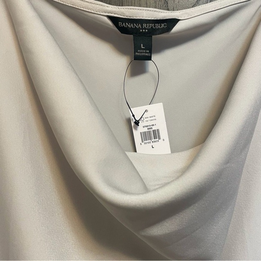 Banana Republic Womens Cowl Neck Cap Sleeve Blouse Light Gray‎ Large 570010-05-1 - Picture 4 of 6